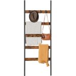 Casa si Gradina - Sanitare - Suporturi si accesorii baie - Suporturi baie - Cuier baie tip scara inclinata, cadru din otel cu 5 nivele, agatatori detasabile, 65x178cm, maro rustic si negru - Infinity.ro