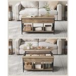 Casa si Gradina - Mobilier - Mese si birouri - Masute de cafea - Masa de cafea cu inaltime reglabila, spatiu de depozitare ascuns, 60x100x(48-62) cm, gri stejar - Infinity.ro