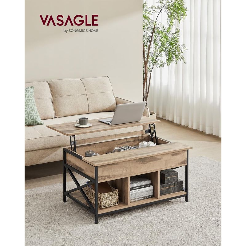 Casa si Gradina - Mobilier - Mese si birouri - Masute de cafea - Masa de cafea cu inaltime reglabila, spatiu de depozitare ascuns, 60x100x(48-62) cm, gri stejar - Infinity.ro