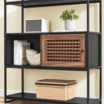 Casa si Gradina - Mobilier - Biblioteci si rafturi - Biblioteci - Biblioteca cu 5 rafturi si dulap, rama metalica si finisaj MDF nuc, 100x35x180 cm, negru - Infinity.ro