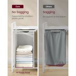 Market - Spalare si intretinere rufe - Uscatoare de rufe si accesorii - Cos de rufe, 2 compartimente, saci de rufe detasabili, raft, cadru metalic, 2x46L, 73x33x72 cm, alb si gri deschis - Infinity.ro