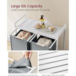 Market - Spalare si intretinere rufe - Uscatoare de rufe si accesorii - Cos de rufe, 2 compartimente, saci de rufe detasabili, raft, cadru metalic, 2x46L, 73x33x72 cm, alb si gri deschis - Infinity.ro