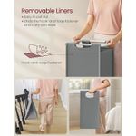 Market - Spalare si intretinere rufe - Uscatoare de rufe si accesorii - Cos de rufe, 2 compartimente, saci de rufe detasabili, raft, cadru metalic, 2x46L, 73x33x72 cm, alb si gri deschis - Infinity.ro