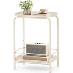 Casa si Gradina - Mobilier - Mese si birouri - Masute de cafea - Masuta laterala 40x30x56 cm, cu 2 rafturi, otel rezistent la apa si zgarieturi, crem - Infinity.ro