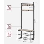 Casa si Gradina - Mobilier - Organizare si depozitare - Cuiere - Cuier multifunctional 70x32x175 cm, cu 9 carlige, banca si 2 rafturi pantofi, PAL si otel, gri si negru - Infinity.ro