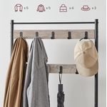 Casa si Gradina - Mobilier - Organizare si depozitare - Cuiere - Cuier multifunctional 70x32x175 cm, cu 9 carlige, banca si 2 rafturi pantofi, PAL si otel, gri si negru - Infinity.ro