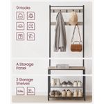 Casa si Gradina - Mobilier - Organizare si depozitare - Cuiere - Cuier multifunctional 70x32x175 cm, cu 9 carlige, banca si 2 rafturi pantofi, PAL si otel, gri si negru - Infinity.ro