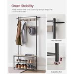 Casa si Gradina - Mobilier - Organizare si depozitare - Cuiere - Cuier multifunctional 70x32x175 cm, cu 9 carlige, banca si 2 rafturi pantofi, PAL si otel, gri si negru - Infinity.ro