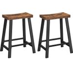Casa si Gradina - Mobilier - Scaune si fotolii - Scaune - Set 2 scaune bar cu sezut curbat, cadru metalic, 46x33x60 cm, maro rustic - Infinity.ro