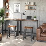 Casa si Gradina - Mobilier - Scaune si fotolii - Scaune - Set 2 scaune bar cu sezut curbat, cadru metalic, 46x33x60 cm, maro rustic - Infinity.ro