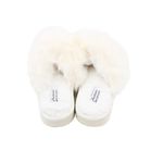 Fashion, accesorii si bijuterii - Femei - Incaltaminte femei - Slapi si papuci femei - Papuci de casa pufosi dama Antonio, alb, confort premium, poliester + talpa EVA, 40-41 EU - Infinity.ro
