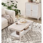 Casa si Gradina - Mobilier - Mese si birouri - Masute de cafea - Masuta de cafea, din MDF, cu spatiu de depozitare pe 2 nivele, 55x100x45 cm, stil boho, bej - Infinity.ro