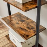 Casa si Gradina - Mobilier - Biblioteci si rafturi - Biblioteci - Etajera tip scara 6 rafturi, PAL si cadru metalic, 60x30x205 cm, maro rustic - Infinity.ro