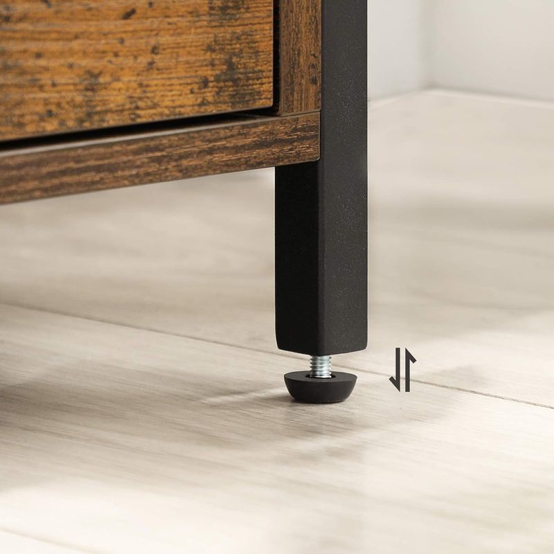 Casa si Gradina - Mobilier - Comode si corpuri - Noptiere - Noptiera cu compartiment deschis, 2 sertare, stil industrial, 45x45x60cm, maro rustic si negru - Infinity.ro