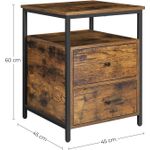 Casa si Gradina - Mobilier - Comode si corpuri - Noptiere - Noptiera cu compartiment deschis, 2 sertare, stil industrial, 45x45x60cm, maro rustic si negru - Infinity.ro