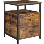 Casa si Gradina - Mobilier - Comode si corpuri - Noptiere - Noptiera cu compartiment deschis, 2 sertare, stil industrial, 45x45x60cm, maro rustic si negru - Infinity.ro