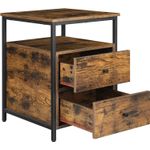 Casa si Gradina - Mobilier - Comode si corpuri - Noptiere - Noptiera cu compartiment deschis, 2 sertare, stil industrial, 45x45x60cm, maro rustic si negru - Infinity.ro