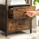 Casa si Gradina - Mobilier - Comode si corpuri - Noptiere - Noptiera cu compartiment deschis, 2 sertare, stil industrial, 45x45x60cm, maro rustic si negru - Infinity.ro