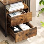 Casa si Gradina - Mobilier - Comode si corpuri - Noptiere - Noptiera cu compartiment deschis, 2 sertare, stil industrial, 45x45x60cm, maro rustic si negru - Infinity.ro