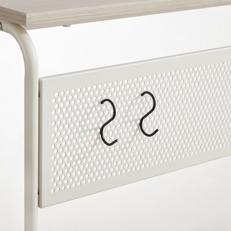 Casa si Gradina - Mobilier - Mese si birouri - Masute de cafea - Masuta laterala laptop pe roti, 55x33x66 cm, stil industrial, crem - Infinity.ro