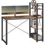 Casa si Gradina - Mobilier - Mese si birouri - Birouri - Birou cu raft lateral, montare stanga sau dreapta, industrial, 56x120x120 cm, maro - Infinity.ro