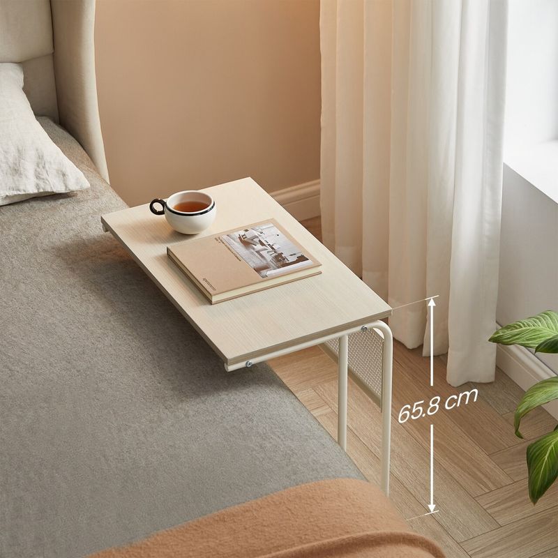 Casa si Gradina - Mobilier - Mese si birouri - Masute de cafea - Masuta laterala laptop pe roti, 55x33x66 cm, stil industrial, crem - Infinity.ro
