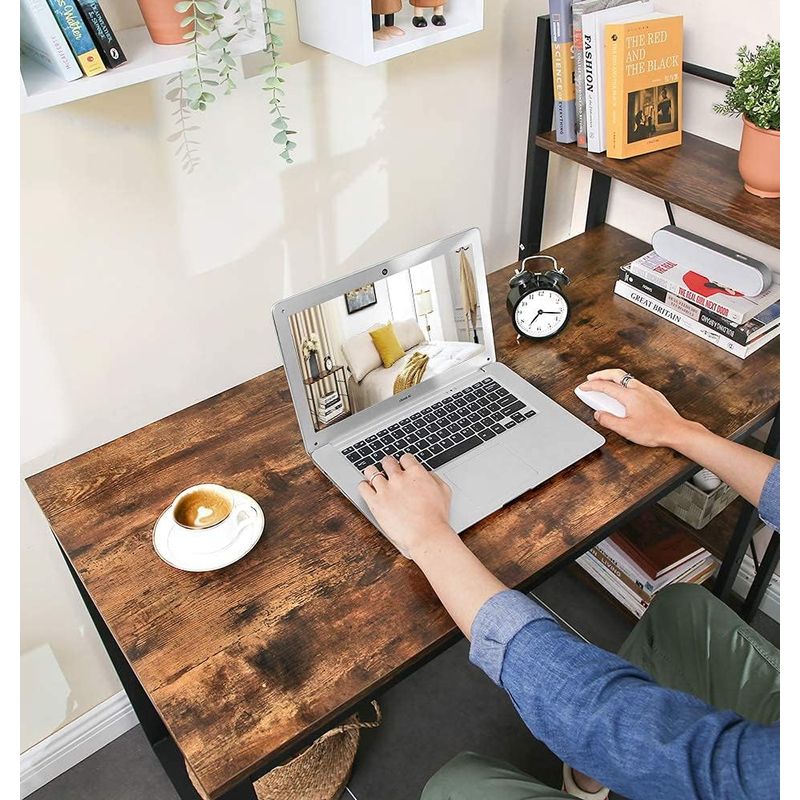 Casa si Gradina - Mobilier - Mese si birouri - Birouri - Birou cu raft lateral, montare stanga sau dreapta, industrial, 56x120x120 cm, maro - Infinity.ro