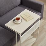 Casa si Gradina - Mobilier - Mese si birouri - Masute de cafea - Masuta laterala laptop pe roti, 55x33x66 cm, stil industrial, crem - Infinity.ro
