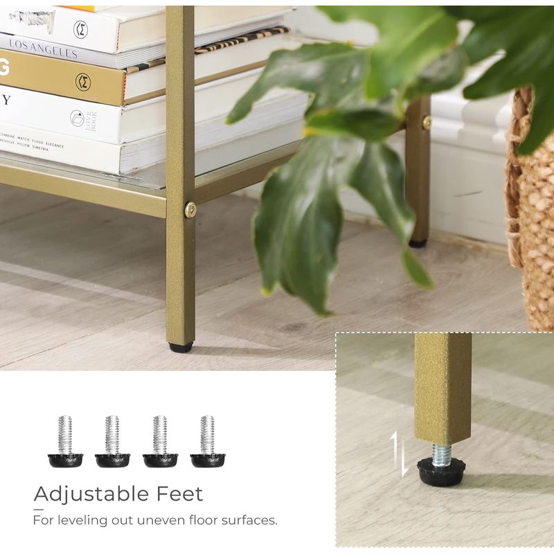 Casa si Gradina - Mobilier - Mese si birouri - Masute de cafea - Masa de intrare, pe 3 nivele, blat din sticla securizata, cadru metalic, 30x100x73cm, auriu - Infinity.ro