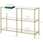 Casa si Gradina - Mobilier - Mese si birouri - Masute de cafea - Masa de intrare, pe 3 nivele, blat din sticla securizata, cadru metalic, 30x100x73cm, auriu - Infinity.ro