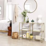 Casa si Gradina - Mobilier - Mese si birouri - Masute de cafea - Masa de intrare, pe 3 nivele, blat din sticla securizata, cadru metalic, 30x100x73cm, auriu - Infinity.ro
