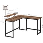 Casa si Gradina - Mobilier - Mese si birouri - Birouri - Birou in forma de L cu suport pentru monitor, cadru metalic, 140x130x76cm, maro rustic - Infinity.ro