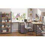 Casa si Gradina - Mobilier - Mese si birouri - Birouri - Birou in forma de L cu suport pentru monitor, cadru metalic, 140x130x76cm, maro rustic - Infinity.ro