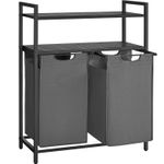 Market - Spalare si intretinere rufe - Uscatoare de rufe si accesorii - Cos de rufe, cu 2 saci detasabili, 2 rafturi, capacitate de 46L per sac, 73x33x92cm , negru si gri - Infinity.ro