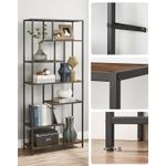 Casa si Gradina - Mobilier - Biblioteci si rafturi - Biblioteci - Biblioteca cu forma geometrica, pe 6 nivele, stil industrial, 30x80x180cm, maro rustic si negru - Infinity.ro