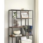 Casa si Gradina - Mobilier - Biblioteci si rafturi - Biblioteci - Biblioteca cu forma geometrica, pe 6 nivele, stil industrial, 30x80x180cm, maro rustic si negru - Infinity.ro