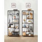 Casa si Gradina - Mobilier - Biblioteci si rafturi - Biblioteci - Biblioteca cu forma geometrica, pe 6 nivele, stil industrial, 30x80x180cm, maro rustic si negru - Infinity.ro