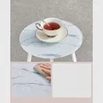Casa si Gradina - Mobilier - Mese si birouri - Masute de cafea - Masuta rotunda tip noptiera, blat din sticla si raft inferior din PAL, cadru metalic, 30x30x55 cm, alb - Infinity.ro
