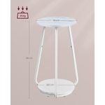Casa si Gradina - Mobilier - Mese si birouri - Masute de cafea - Masuta rotunda tip noptiera, blat din sticla si raft inferior din PAL, cadru metalic, 30x30x55 cm, alb - Infinity.ro