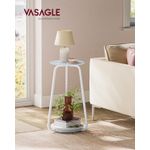 Casa si Gradina - Mobilier - Mese si birouri - Masute de cafea - Masuta rotunda tip noptiera, blat din sticla si raft inferior din PAL, cadru metalic, 30x30x55 cm, alb - Infinity.ro