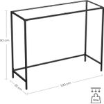 Casa si Gradina - Mobilier - Mese si birouri - Masute de cafea - Masa de intrare, blat din sticla securizata, cadru din metal, pentru sufragerie, 100x35x80cm, negru - Infinity.ro