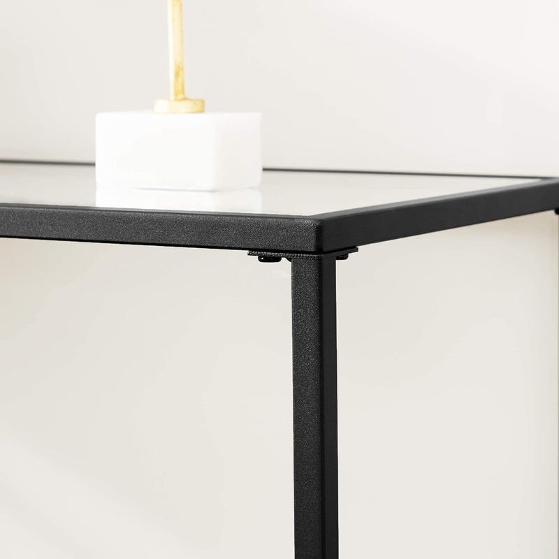 Casa si Gradina - Mobilier - Mese si birouri - Masute de cafea - Masa de intrare, blat din sticla securizata, cadru din metal, pentru sufragerie, 100x35x80cm, negru - Infinity.ro