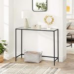 Casa si Gradina - Mobilier - Mese si birouri - Masute de cafea - Masa de intrare, blat din sticla securizata, cadru din metal, pentru sufragerie, 100x35x80cm, negru - Infinity.ro