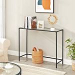 Casa si Gradina - Mobilier - Mese si birouri - Masute de cafea - Masa de intrare, blat din sticla securizata, cadru din metal, pentru sufragerie, 100x35x80cm, negru - Infinity.ro