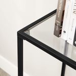 Casa si Gradina - Mobilier - Mese si birouri - Masute de cafea - Masa de intrare, blat din sticla securizata, cadru din metal, pentru sufragerie, 100x35x80cm, negru - Infinity.ro