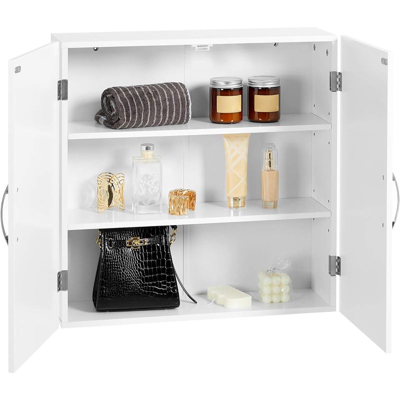 Casa si Gradina - Mobilier - Mobilier baie - Corpuri baie - Dulap de baie de perete, cu 2 rafturi reglabile, stil scandinav, 60x18x60cm, alb mat - Infinity.ro