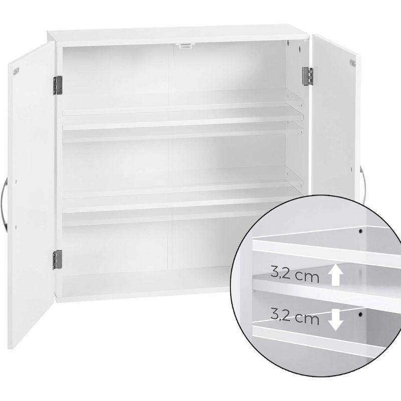 Casa si Gradina - Mobilier - Mobilier baie - Corpuri baie - Dulap de baie de perete, cu 2 rafturi reglabile, stil scandinav, 60x18x60cm, alb mat - Infinity.ro