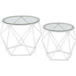 Casa si Gradina - Mobilier - Mese si birouri - Masute de cafea - Set 2 masute rotunde, blat sticla securizata, cadru metalic alb, 40 si 50 cm, alb - Infinity.ro