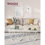 Casa si Gradina - Mobilier - Mese si birouri - Masute de cafea - Set 2 masute rotunde, blat sticla securizata, cadru metalic alb, 40 si 50 cm, alb - Infinity.ro