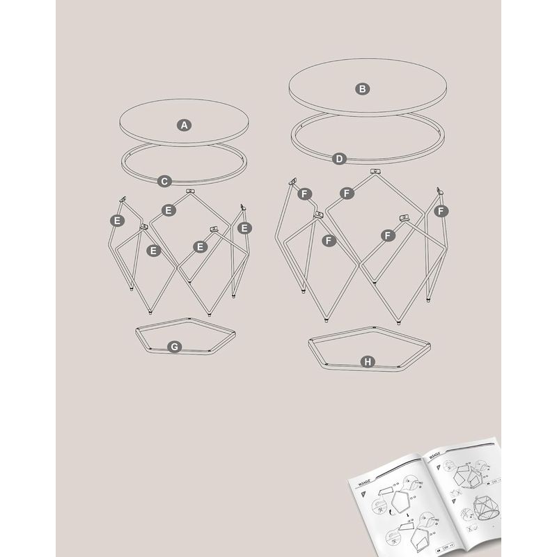 Casa si Gradina - Mobilier - Mese si birouri - Masute de cafea - Set 2 masute rotunde, blat sticla securizata, cadru metalic alb, 40 si 50 cm, alb - Infinity.ro